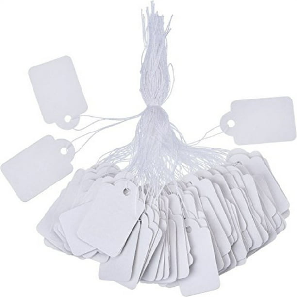 LOT 500 LARGE ORNATE Elegant WHITE & BLACK Merchandise Price Tags with String